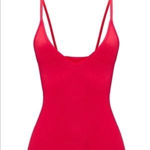 Basic red strappy bodycon dress